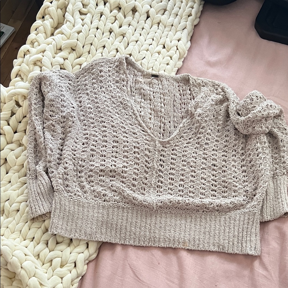 Free People Cozy Knit V-Neck Sweater